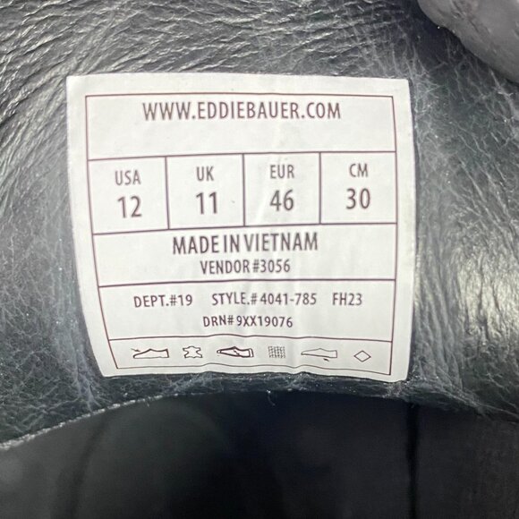 Eddie Bauer Severson Moc Toe Boots Men's 12 Black Leather Waterproof 4041-785 - Picture 14 of 14